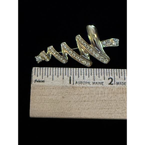 Christmas tree brooch Monet sparkling zigzag rhinestone gold tone - Picture 4 of 4